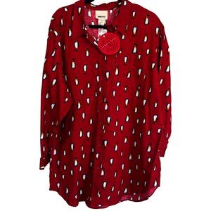 Venezia Jeans Night Shirt Pajamas Top Red Penguin Christmas Holidays 18 20 NWT